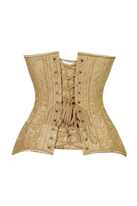 Lavish Gold Brocade Overbust Corset W/Busk Closure