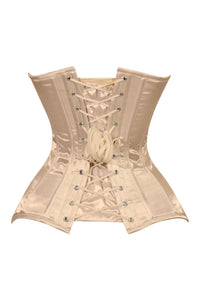 Lavish Gold Satin Overbust Corset Sweetheart Neckline Busk Closure