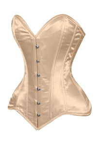 Lavish Gold Satin Overbust Corset Sweetheart Neckline Busk Closure