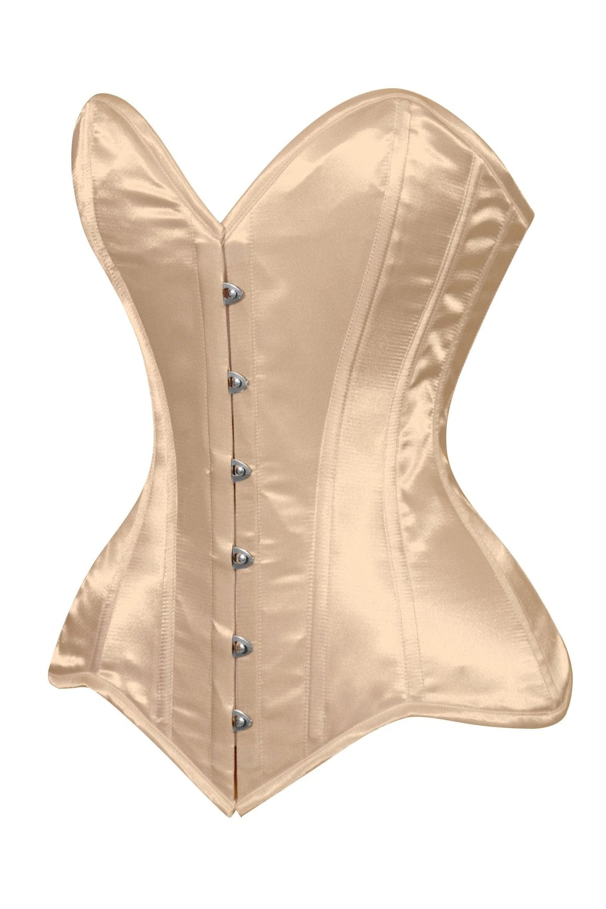 Lavish Gold Satin Overbust Corset Sweetheart Neckline Busk Closure