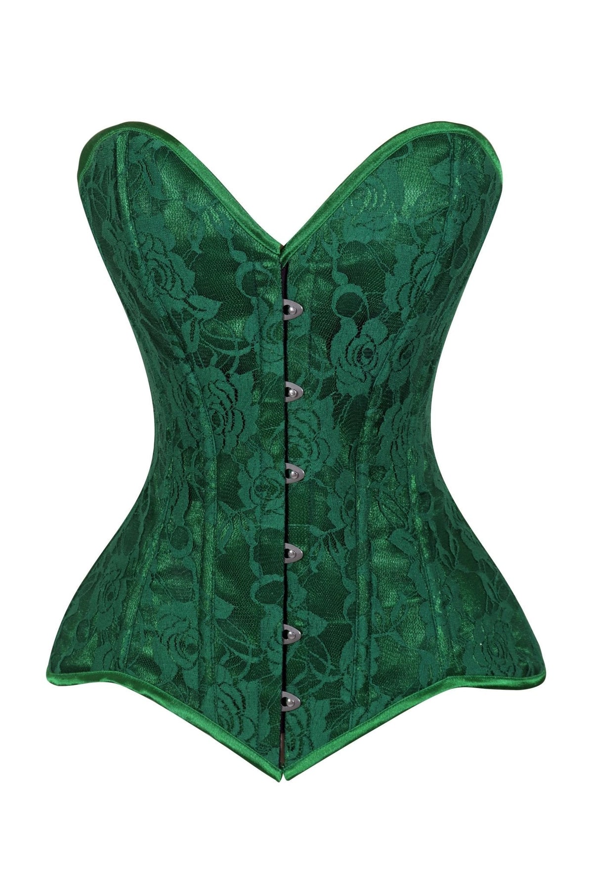 Lavish Green Lace Overbust Corset Sweetheart Neckline Busk Closure