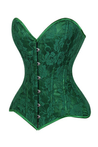 Lavish Green Lace Overbust Corset Sweetheart Neckline Busk Closure