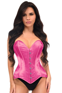 Lavish Hot Pink Satin Overbust Corset Sweetheart Neckline Busk Closure