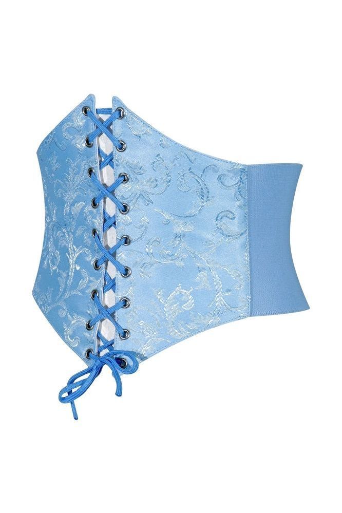 Lavish Lt Blue Brocade Corset Belt Cincher