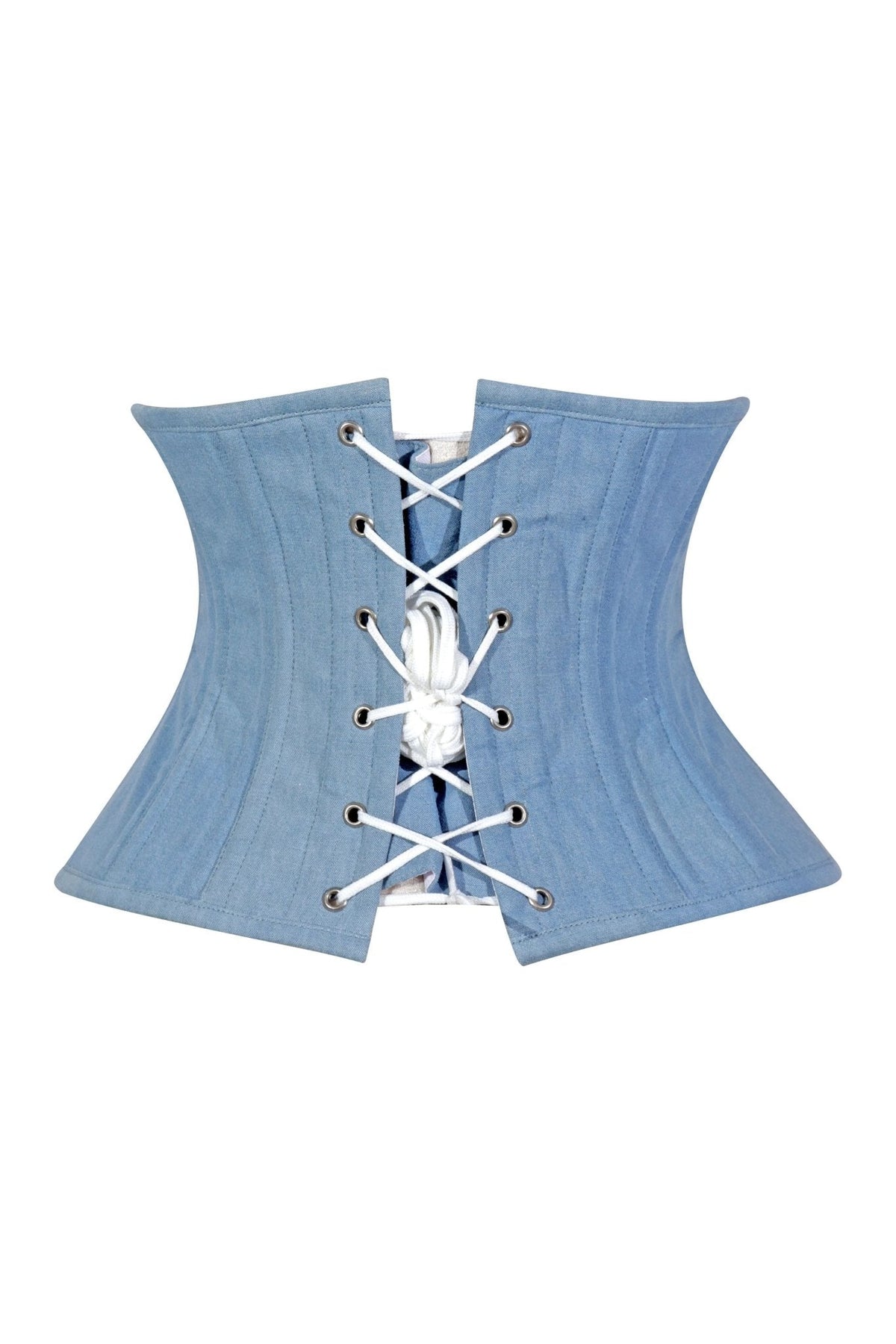 Lavish Lt Denim Mini Waist Cincher Underbust Corset Top