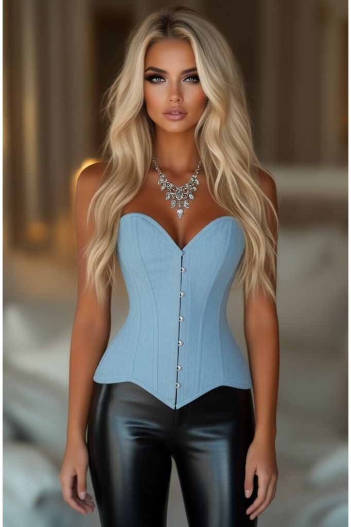 Lavish Lt Denim Overbust Corset Top