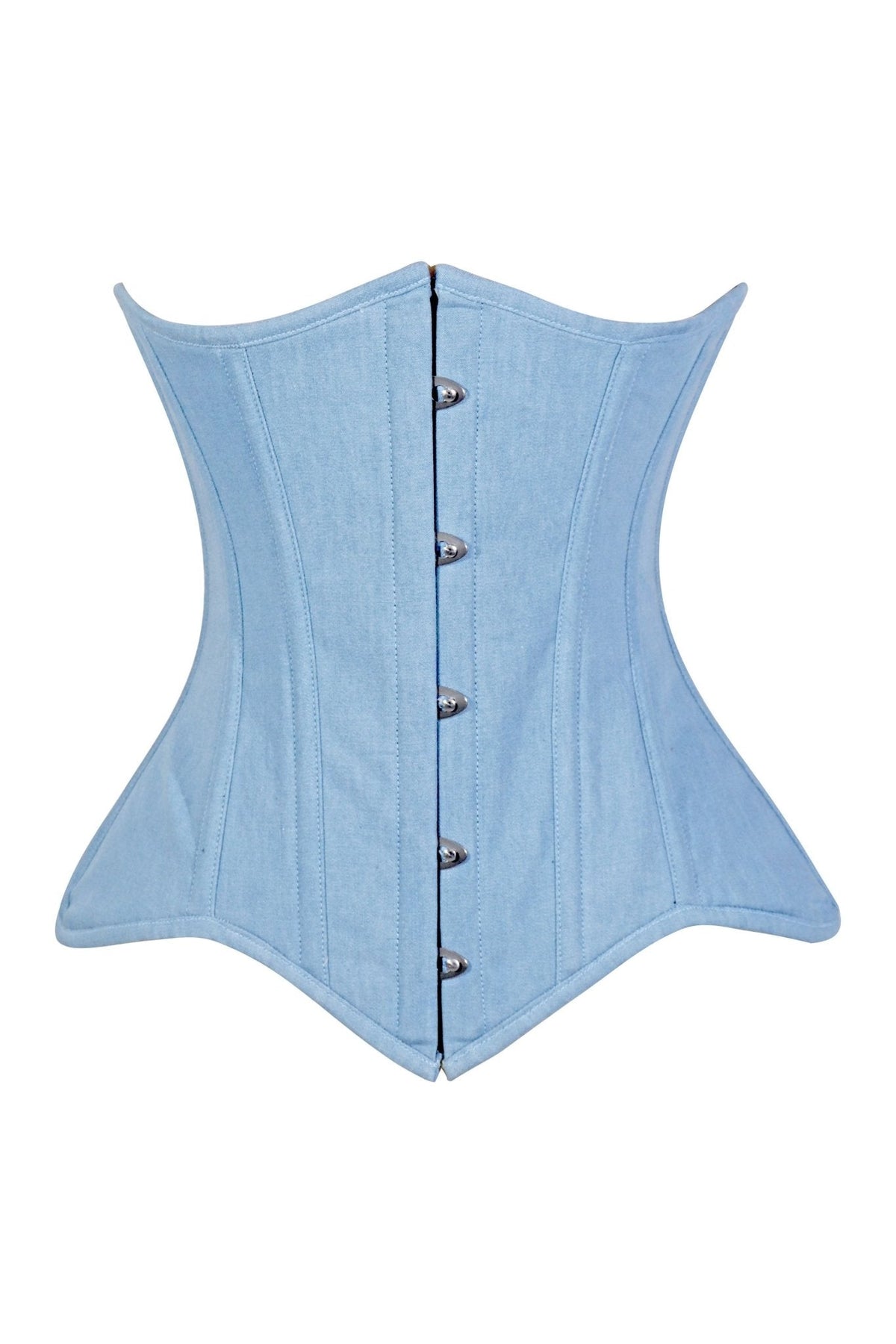 Lavish Lt Denim Underbust Waist Cincher Corset Top
