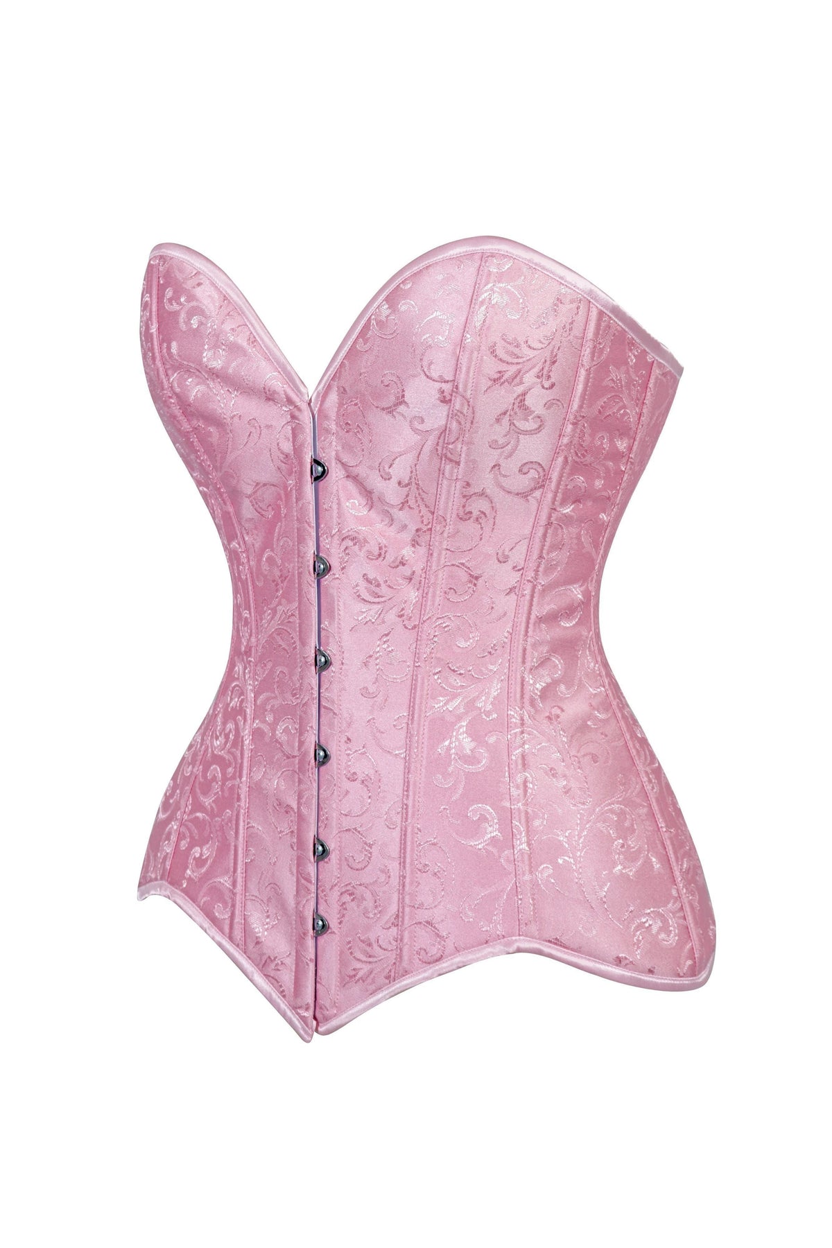 Lavish Lt Pink Brocade Overbust Corset W/Busk Closure
