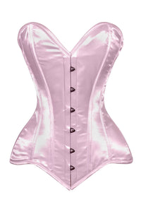 Lavish Lt Pink Satin Overbust Corset Sweetheart Neckline Busk Closure