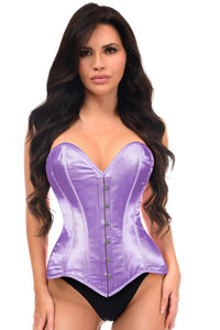 Lavish Lt Purple Satin Overbust Corset Sweetheart Neckline Busk Closure