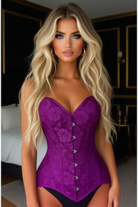 Lavish Magenta Lace Overbust Corset Sweetheart Neckline Busk Closure