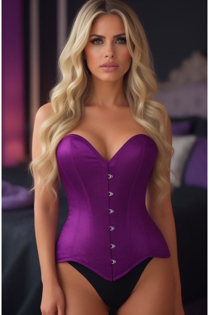 Lavish Magenta Overbust Corset Sweetheart Neckline Busk Closure