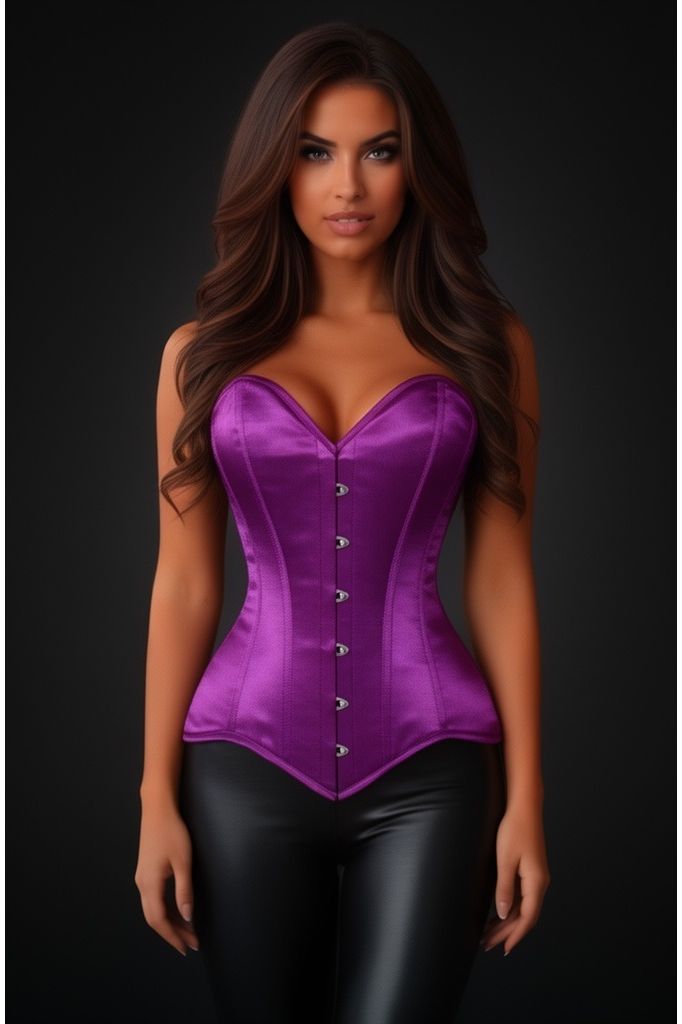 Lavish Magenta Overbust Corset Sweetheart Neckline Busk Closure