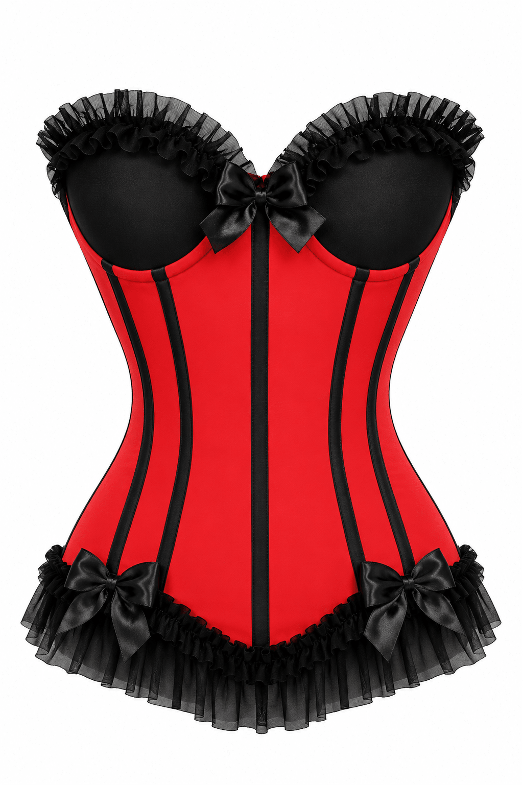 Lavish Red/Black Lycra Hook & Eye Stretch Bustier Corset