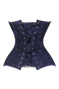Lavish Navy Blue Lace Overbust Corset Sweetheart Neckline Busk Closure