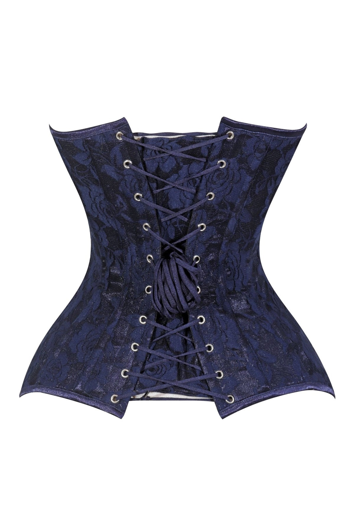 Lavish Navy Blue Lace Overbust Corset Sweetheart Neckline Busk Closure