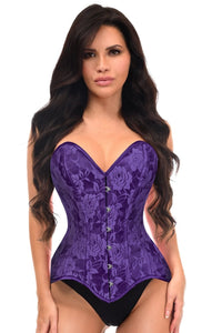 Lavish Purple Lace Overbust Corset Sweetheart Neckline Busk Closure