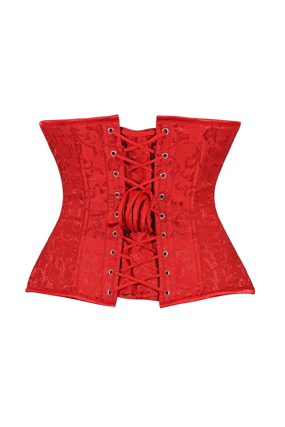 Lavish Red Brocade Waist Cincher Under Bust Corset w/Front Busk Closure