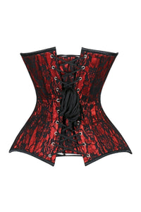 Lavish Red/Black Lace Overbust Corset Sweetheart Neckline Busk Closure