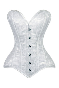 Lavish White Lace Overbust Corset Sweetheart Neckline Busk Closure
