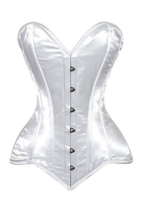 Lavish White Satin Overbust Corset Sweetheart Neckline Busk Closure