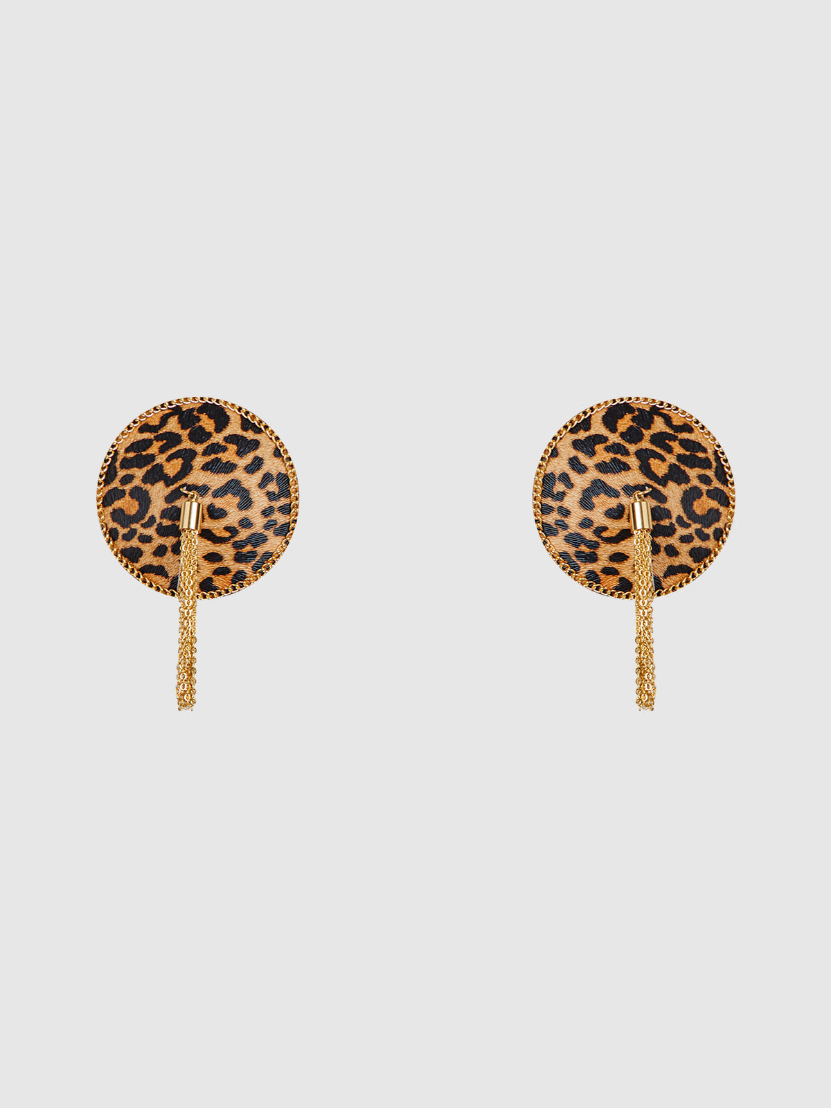House of Desire Leopard & Gold Chain Round Tassel Pasties