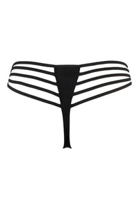 Axami Licorice thong: black latex and soft tulle with glossy lace details for a phenomenal fit.