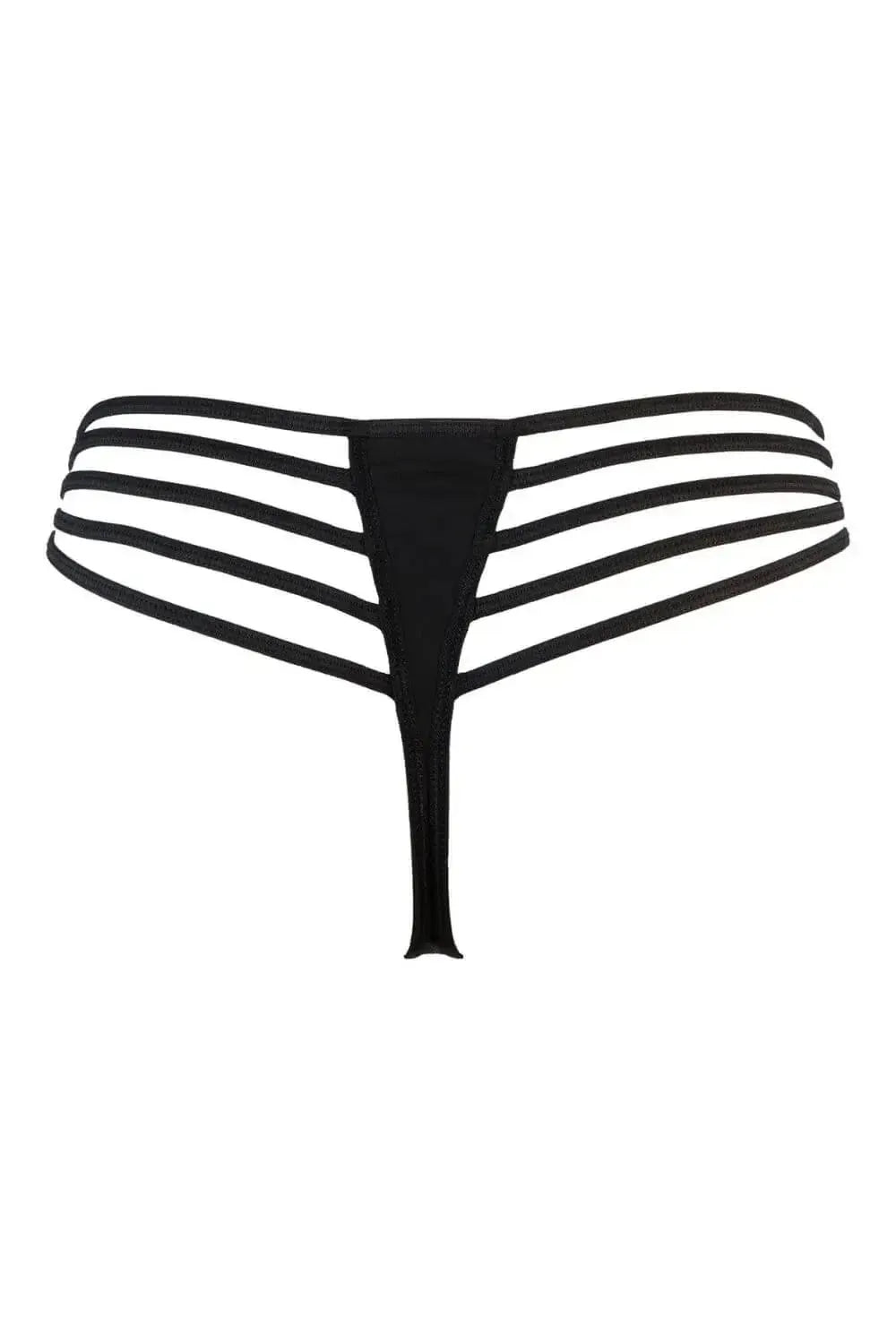 Axami Licorice thong: black latex and soft tulle with glossy lace details for a phenomenal fit.
