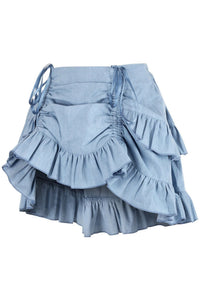 Light Blue Denim Ruched Bustle Skirt