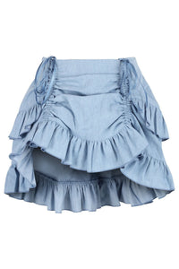 Light Blue Denim Ruched Bustle Skirt