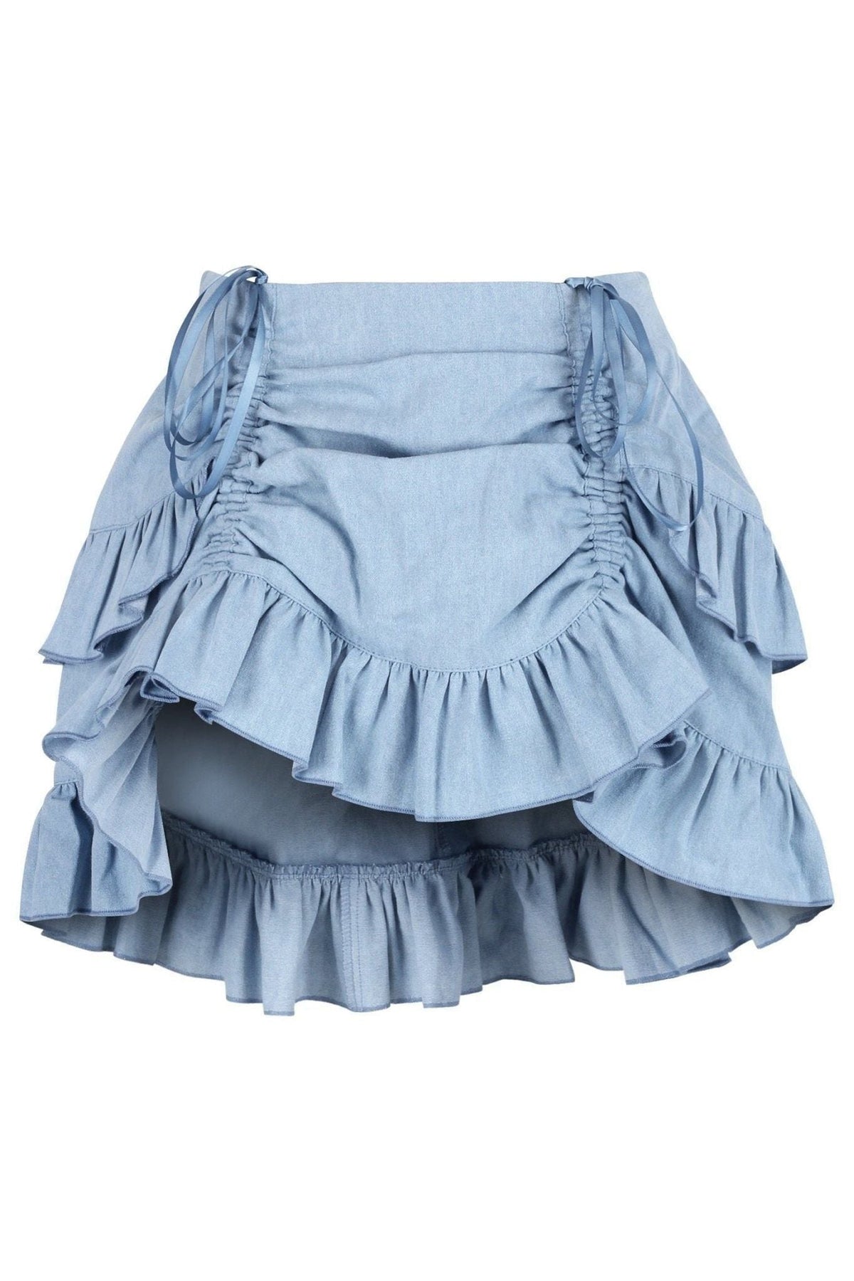 Light Blue Denim Ruched Bustle Skirt