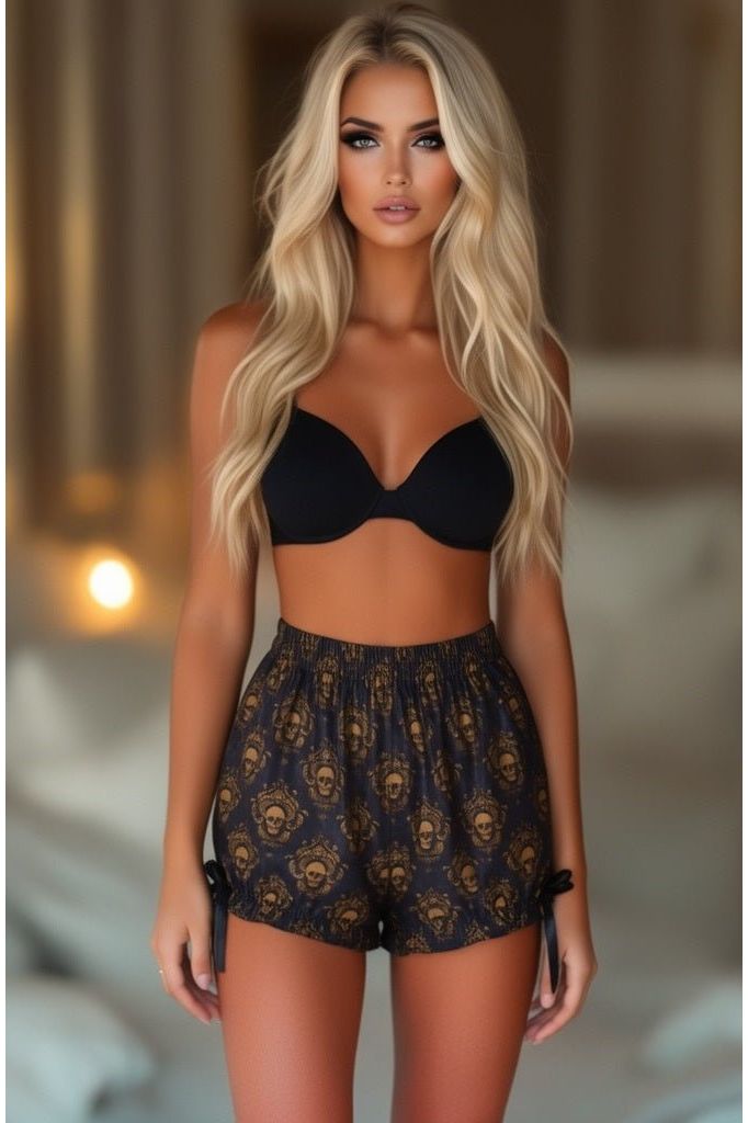LIMITED EDITION Black & Gold Gothic Skull Print Bloomers