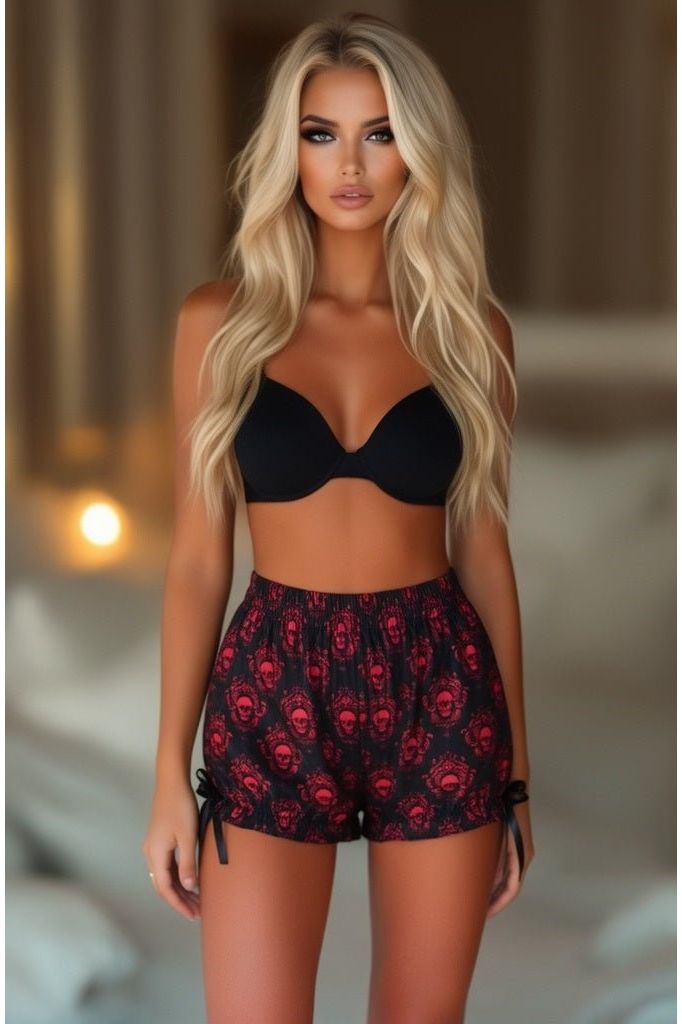 LIMITED EDITION Black & Red Gothic Skull Print Bloomers