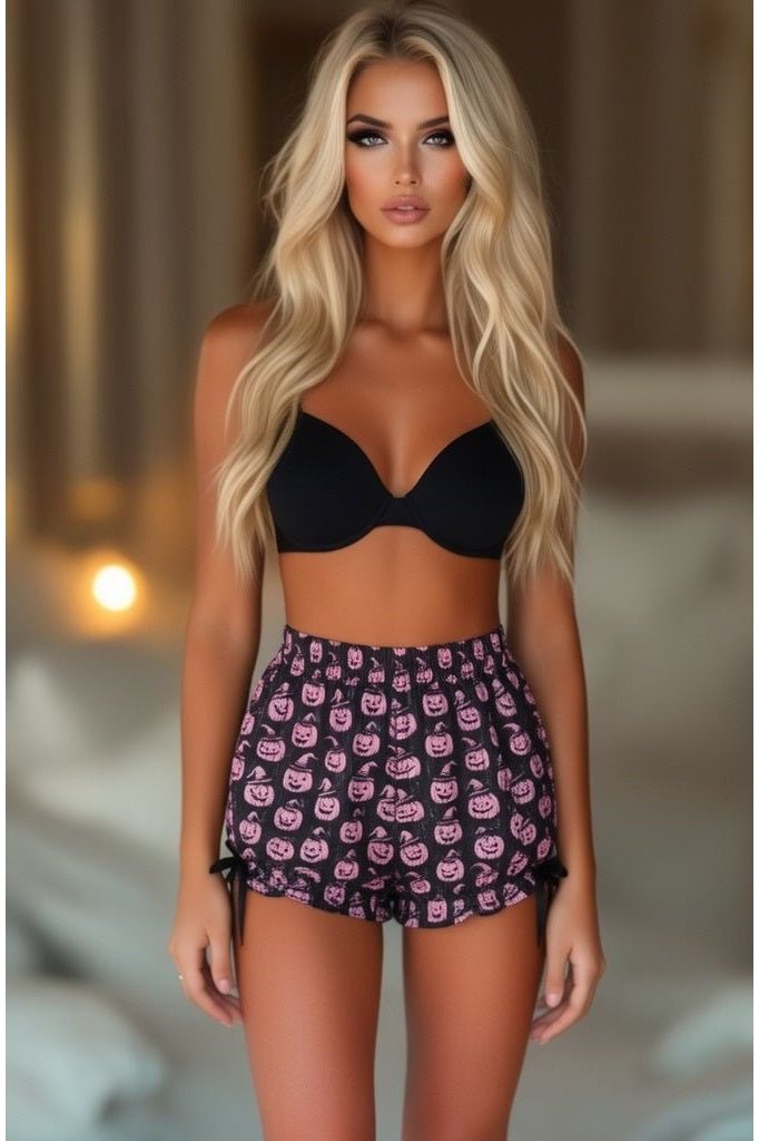 LIMITED EDITION Black/Pink Scary Pumpkin Pattern Crepe Bloomers