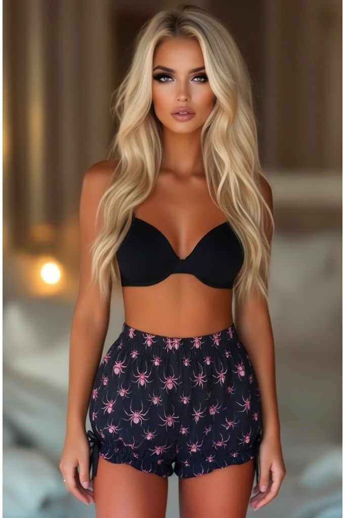 LIMITED EDITION Black/Pink Spider Crepe Bloomers
