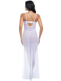 Oh la la Cheri Livia Sheer Gown & Garter Set White