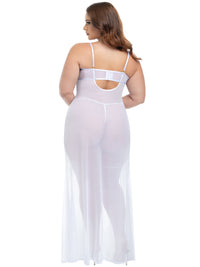 Oh la la Cheri Livia Sheer Gown & Garter Set White