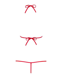 Seductive Luiza Teddy Red, an erotic body made of soft flexible strings with delicate lacy adornments.