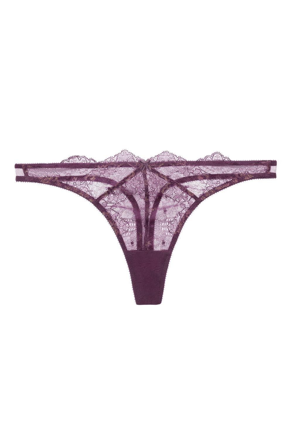 Dita Von Teese Lurex Lace G-String Panty Amethyst