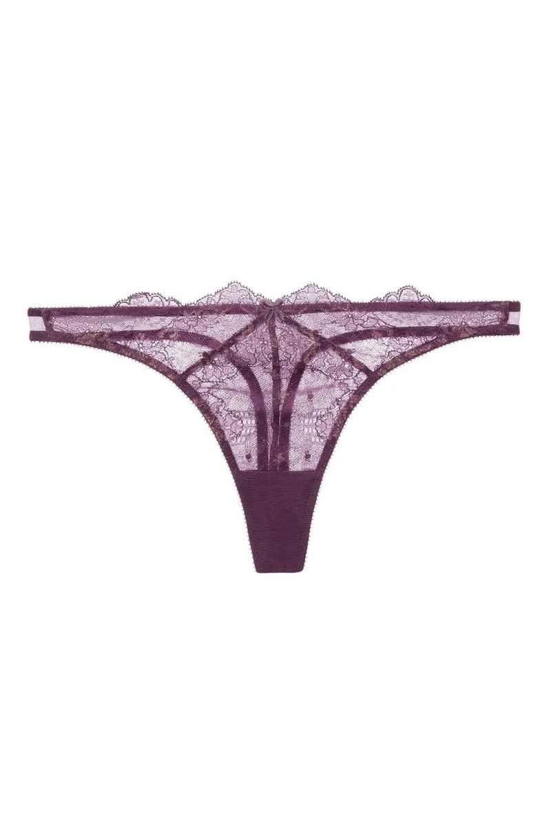 Dita Von Teese Lurex Lace G-String Panty Amethyst