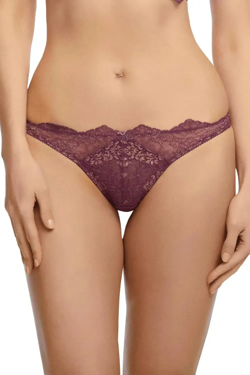 Dita Von Teese Lurex Lace G-String Panty Amethyst