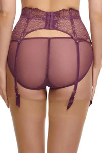 Dita Von Teese Lurex Lace High Waisted Suspender Belt Amethyst