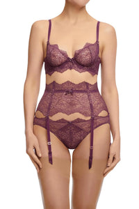 Dita Von Teese Lurex Lace High Waisted Suspender Belt Amethyst