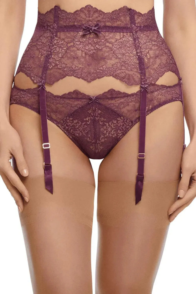 Dita Von Teese Lurex Lace High Waisted Suspender Belt Amethyst Rebel Romance Dita Von Teese Lurex Lace High Waisted Suspender Belt Amethyst Rebel Romance