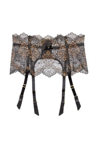 Dita Von Teese Lurex Lace High Waisted Suspender Belt Black