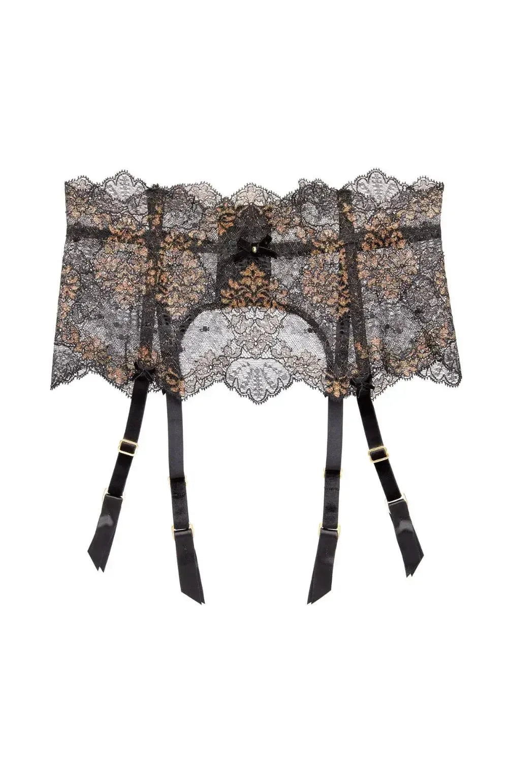Dita Von Teese Lurex Lace High Waisted Suspender Belt Black
