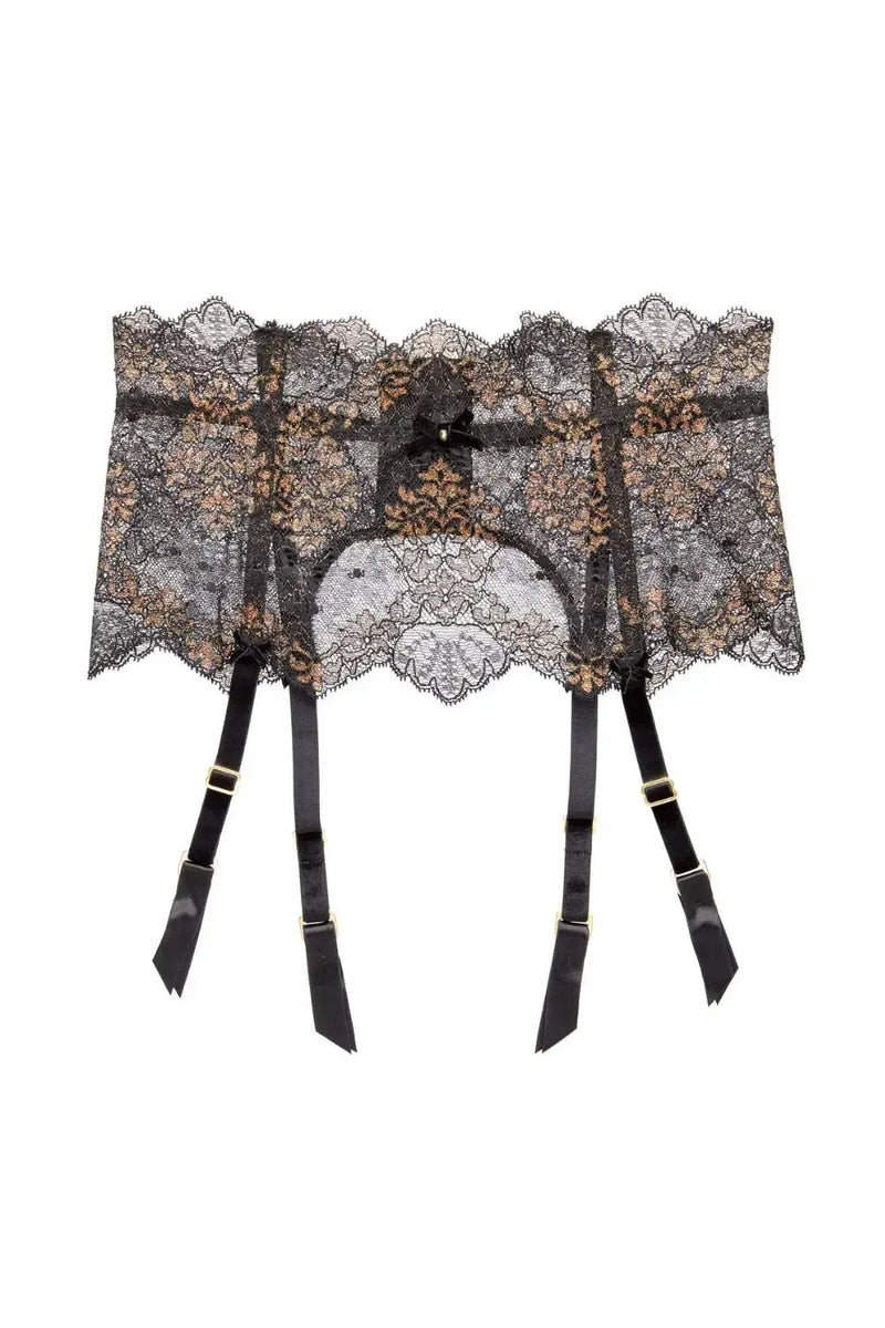 Dita Von Teese Lurex Lace High Waisted Suspender Belt Black