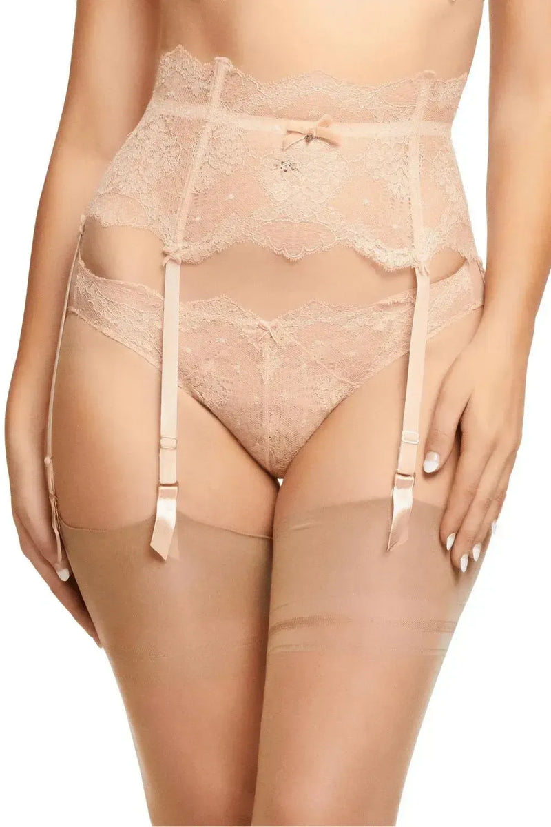 Dita Von Teese Lurex Lace High Waisted Suspender Belt Vintage Peach Rebel Romance Dita Von Teese Lurex Lace High Waisted Suspender Belt Vintage Peach Rebel Romance