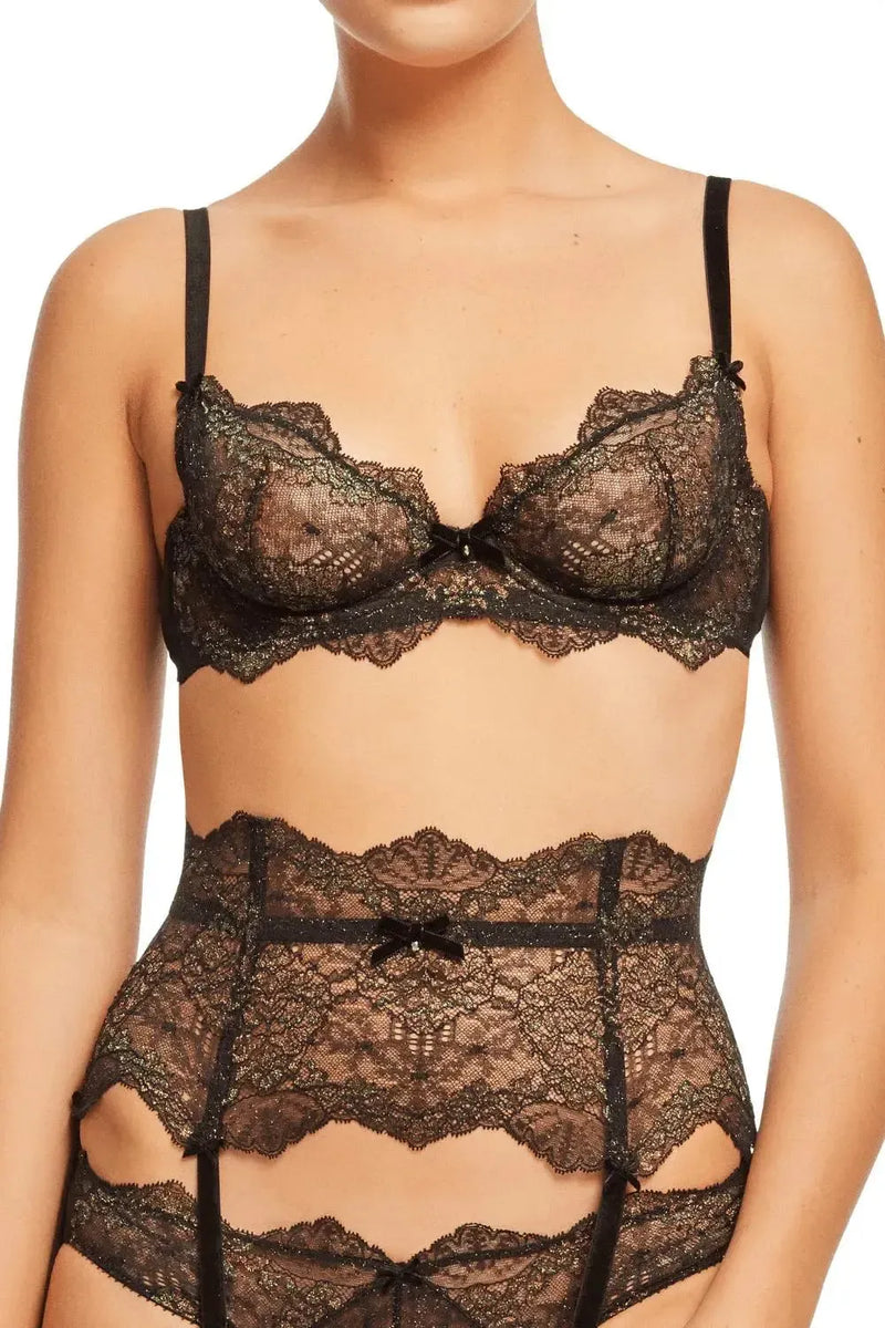 Dita Von Teese Lurex Lace Unlined Bra Black