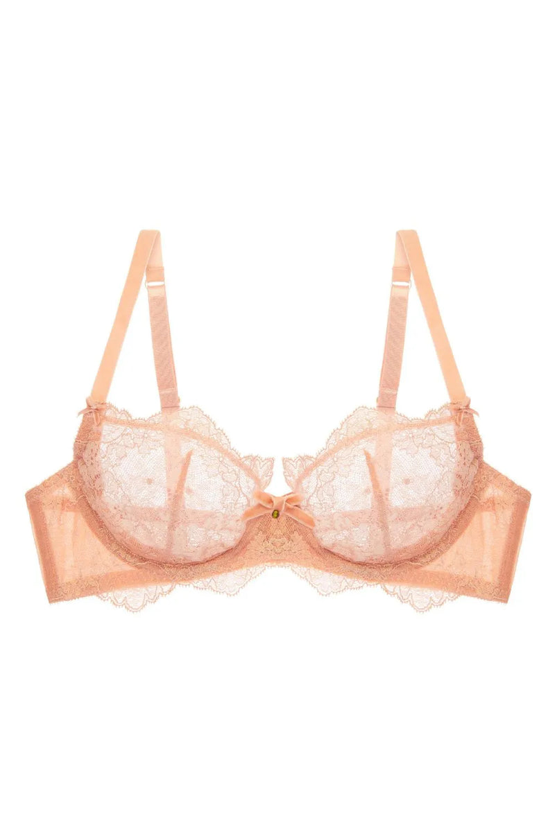 Dita Von Teese Lurex Lace Unlined Bra Vintage Peach